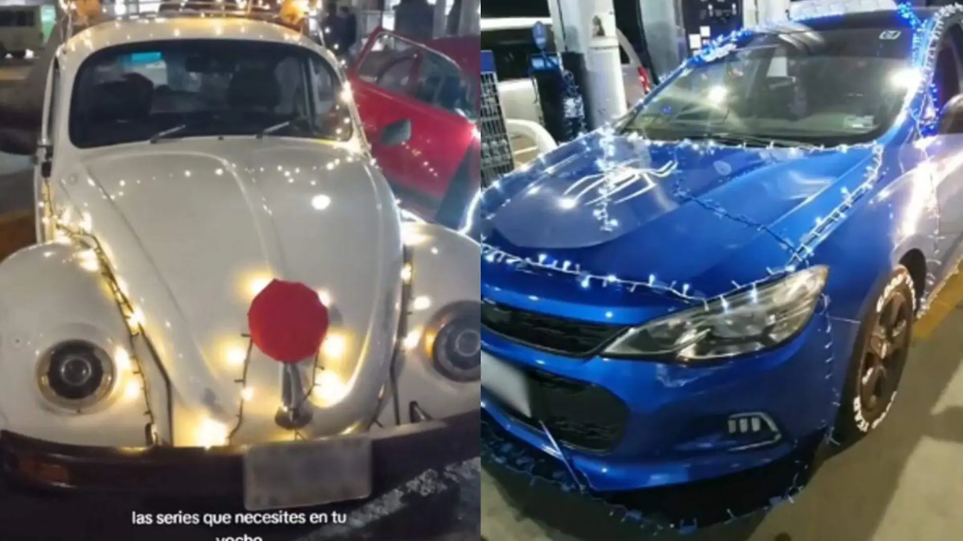 autos con luces navideñas